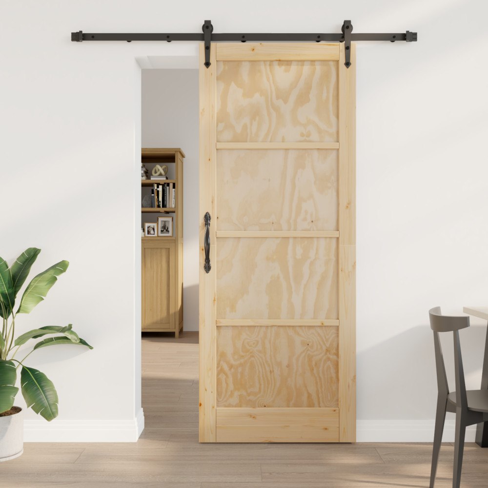 vidaXL Skjutdörr med hårdvaruset 83x211 cm Massivt Trä Furu, vidaXL Inredningsdörr 'ORKDAL'83x211x4 cm Massivt Trä Furu