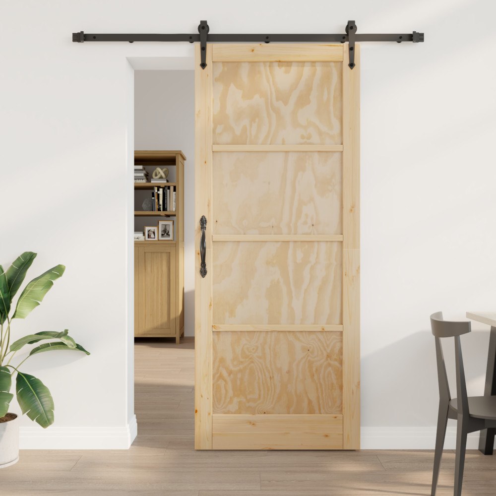 vidaXL Skjutdörr med Beslagssats 86x211 cm Massiv Furuträ, vidaXL Inredningsdörr 'ORKDAL'86x211x4 cm Massiv Furuträ