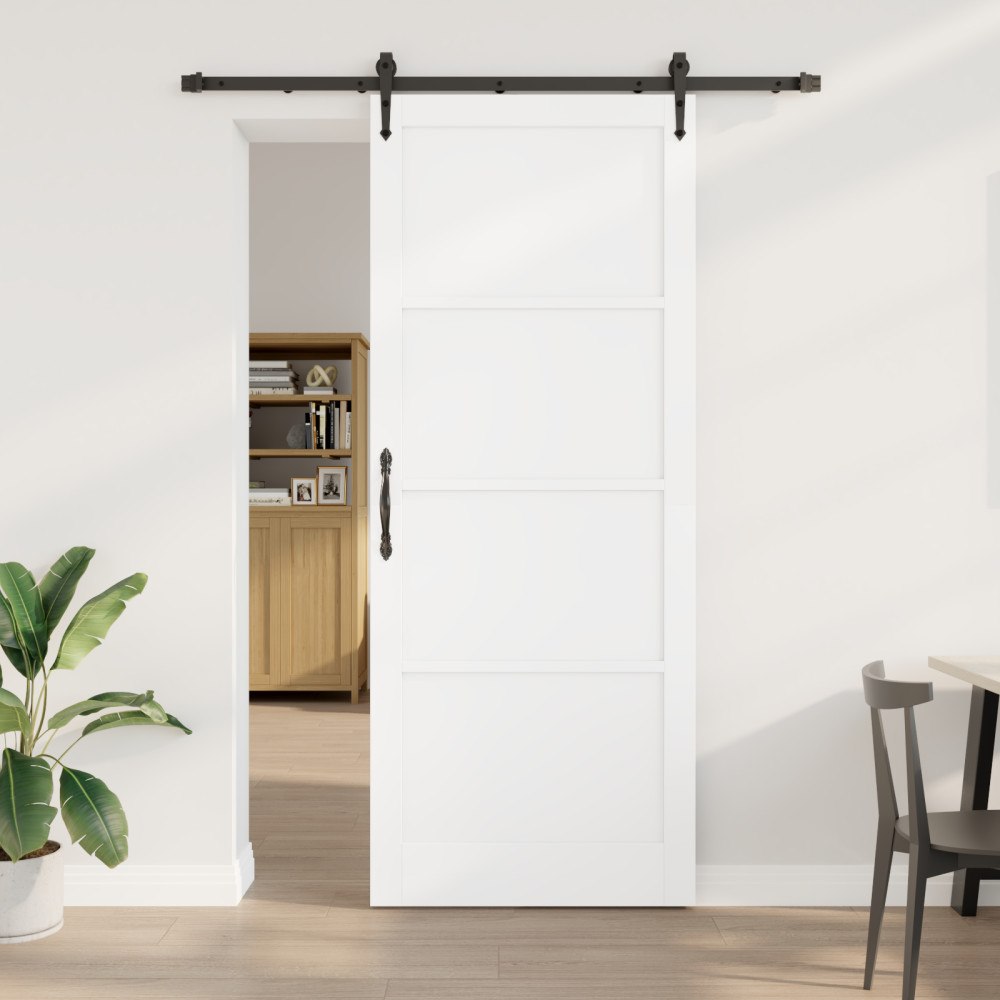 vidaXL Skjutdörr med Kit Vit 93x232 cm Massiv Furuträ, vidaXL Inredningsdörr 'ORKDAL'Vit 93x232x4 cm Massiv Furuträ