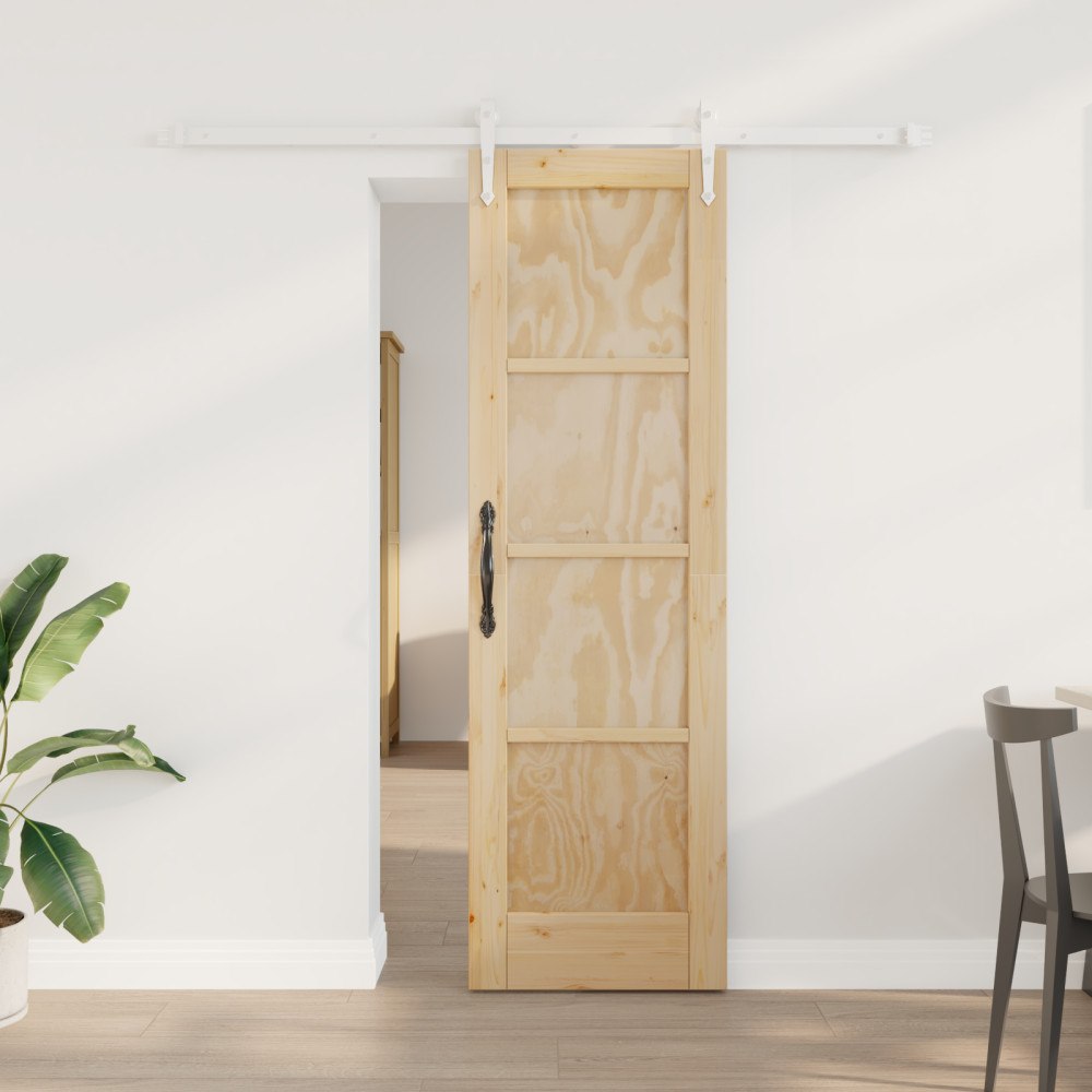 vidaXL Skjutdörr med beslagset 61x198,5 cm av massivt tallträ, vidaXL Inredningsdörr "ORKDAL" 61x198,5 cm av massivt tallträ