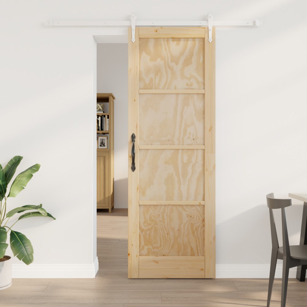 vidaXL Skjutdörr med Utrustning Set 73.5x211 cm Massivt Trä Furu, vidaXL Inredningsdörr 'ORKDAL'73.5x211x4 cm Massivt Trä Furu