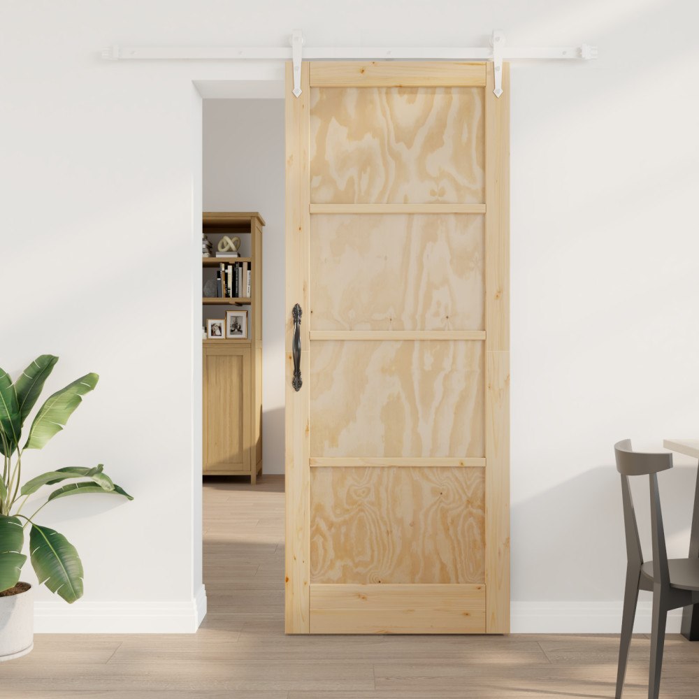 vidaXL Skjutdörr med monteringssats 83x211 cm Massiv trä tall, vidaXL Inredningsdörr "ORKDAL" 83x211x4 cm Massiv trä tall