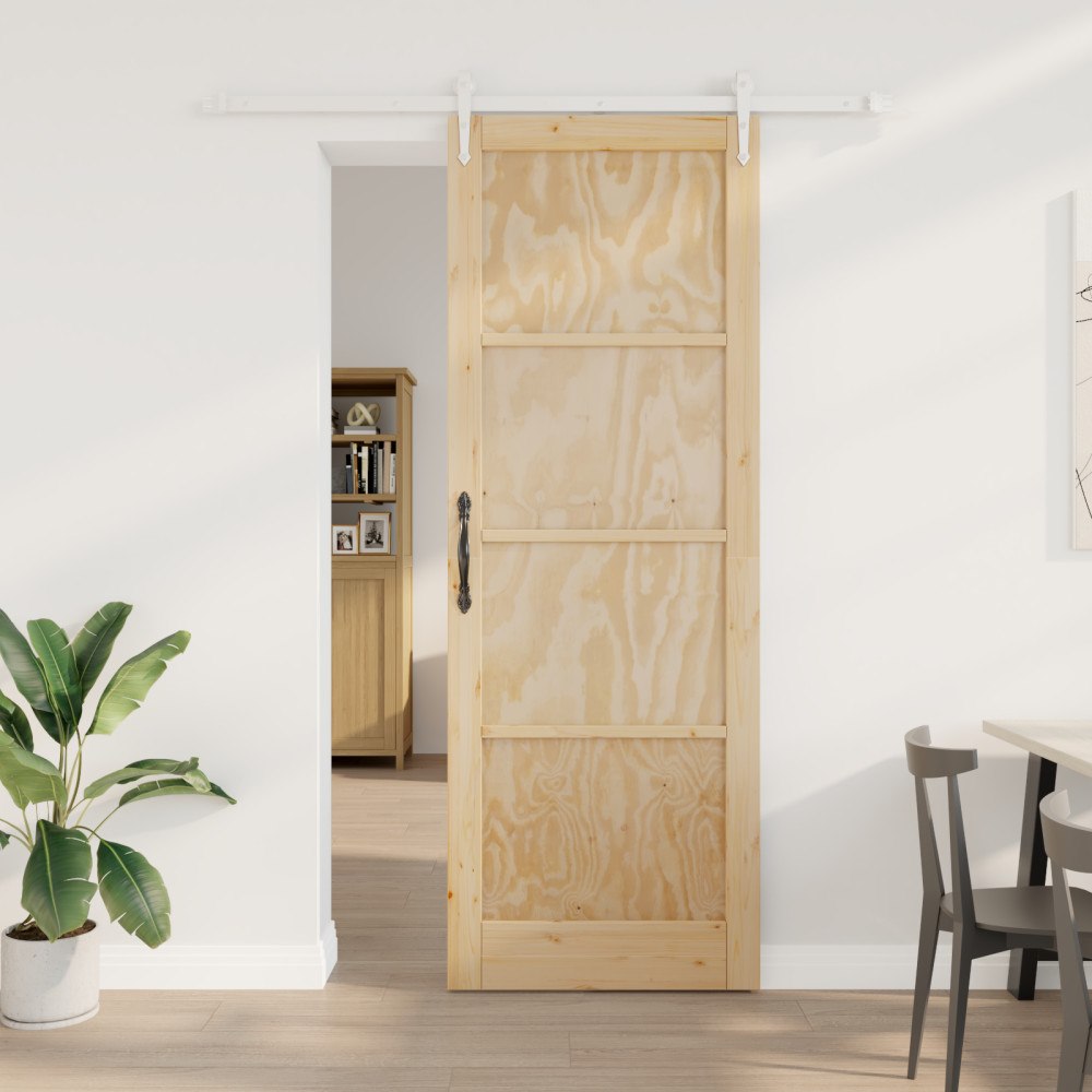 vidaXL skjutdörr med hårdvarusats 83 x 232 cm Massivt trä tall, vidaXL inredningsdörr 'ORKDAL'83 x 232 x 4 cm Massivt trä tall
