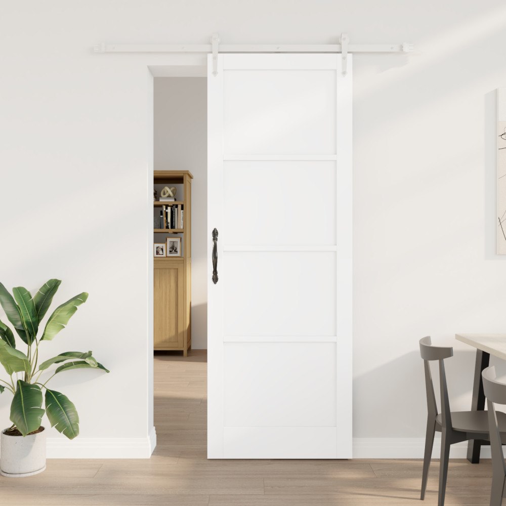 vidaXL skjutdörr med tillbehörset Vit 83x232 cm Massivt trä, vidaXL inredningsdörr "ORKDAL" Vit 83x232x4 cm Massivt trä