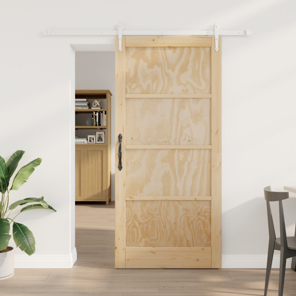 vidaXL skjutdörr med utrustningsset 93x202 cm Massiv trä tall, vidaXL innerdörr