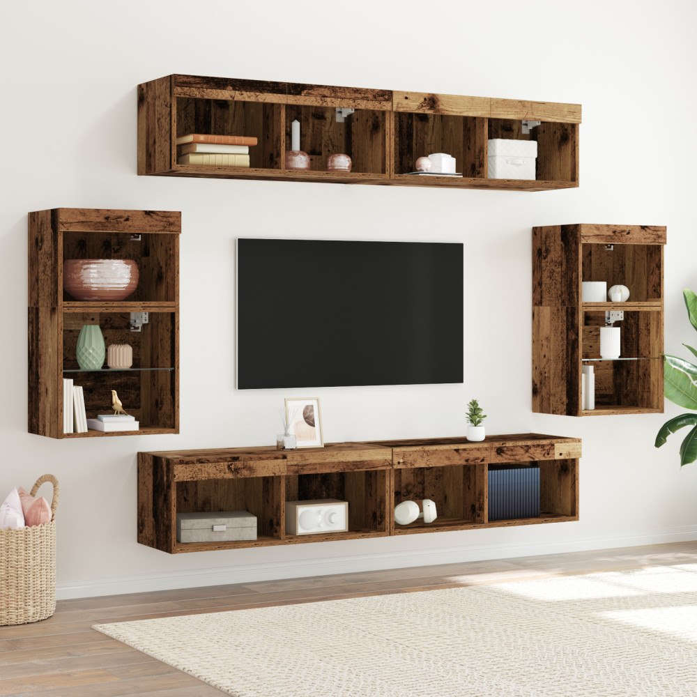 vidaXL Flytande hylla 2 st gammalt trä 40x28,5x40 cm konstruerat trä