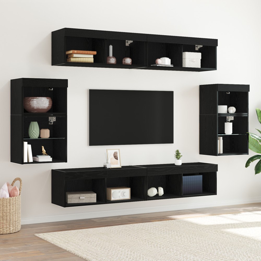 vidaXL Flytande hylla 2 st Svart ek 40x28,5x40 cm konstruerat trä