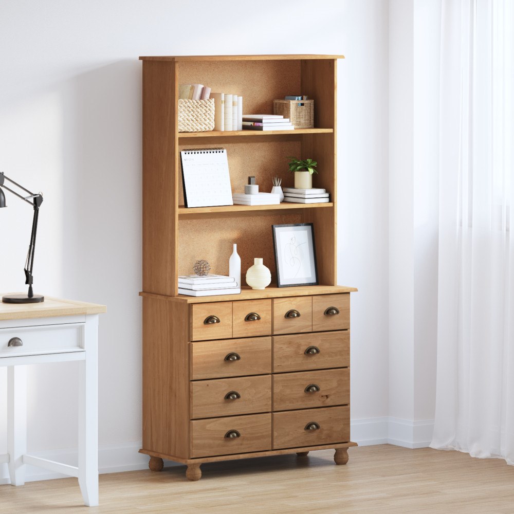 vidaXL Hutch 'ASKIM'Honung brun 91x40x183 cm Massivt trä Furu, vidaXL Hutch 'ASKIM'91x30x104 cm Massivt trä Furu, vidaXL Byrå '...