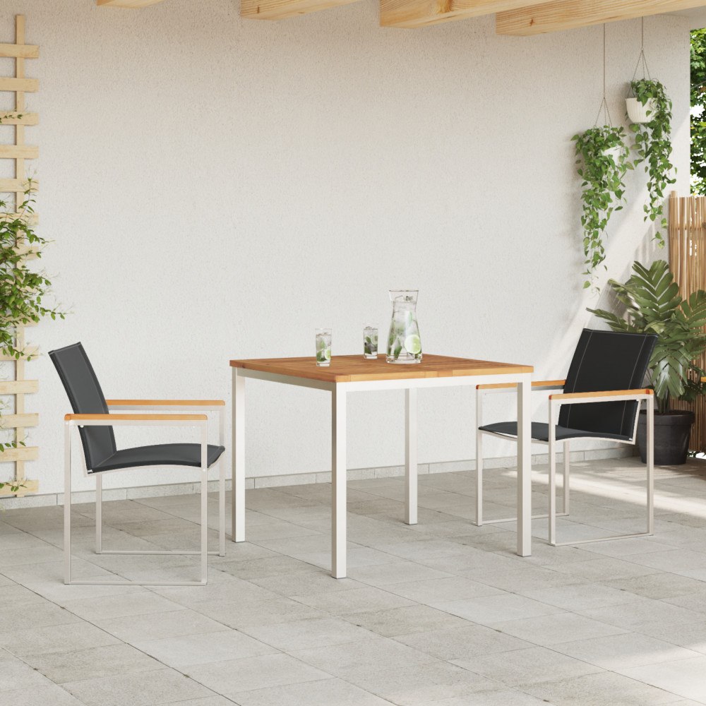 vidaXL 3-delat trädgårdsmatsalsset Solid akaciaträ, vidaXL utomhusmatbord 90x90x74,5 cm Solid akaciaträ
