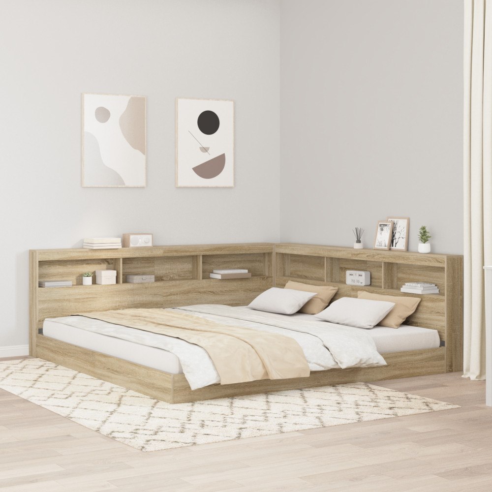 vidaXL Bokhyllasäng Sonoma ek 180x200 cm Ingenjörsträ