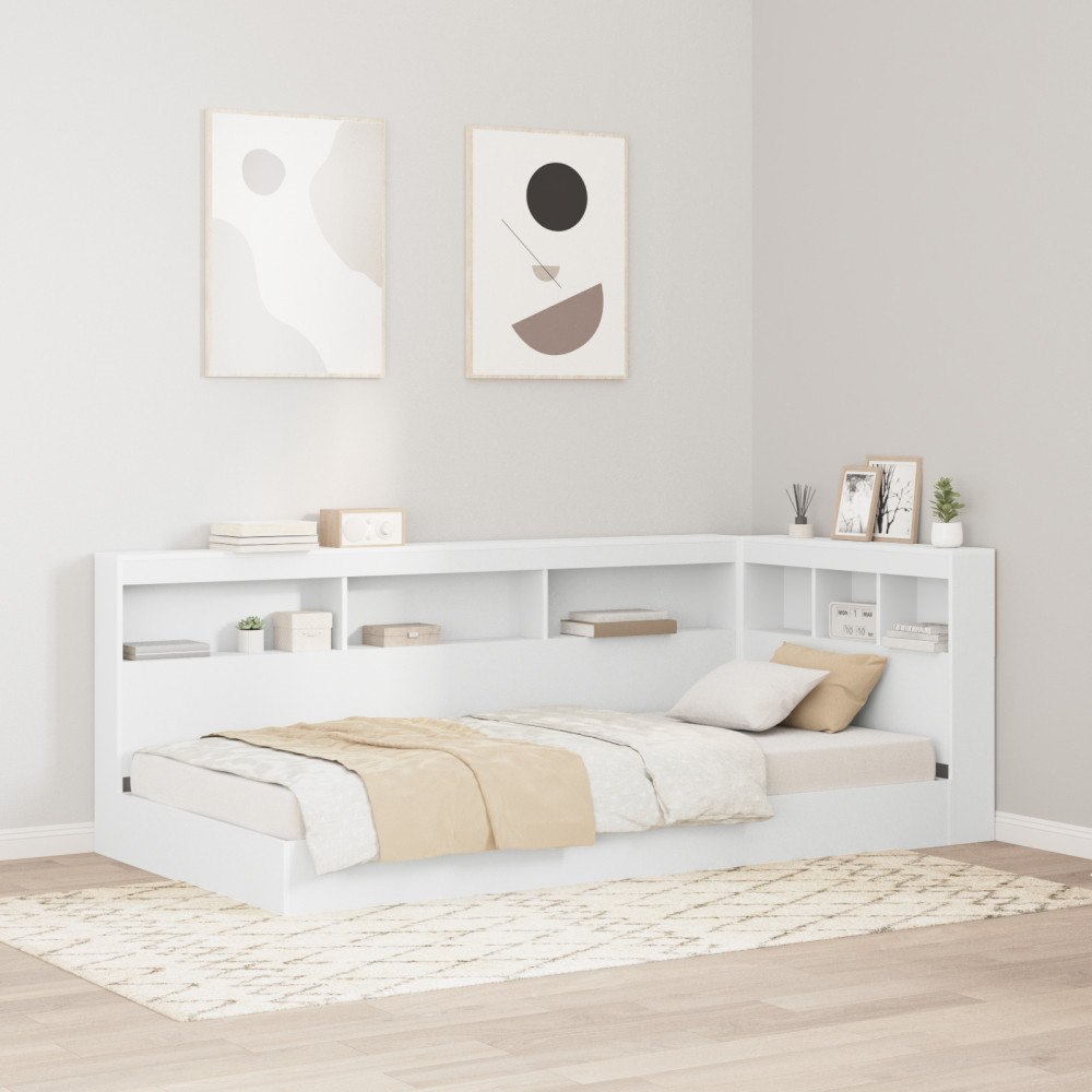 vidaXL Bokhyvesäng Vit 90x190 cm Konstruerat trä
