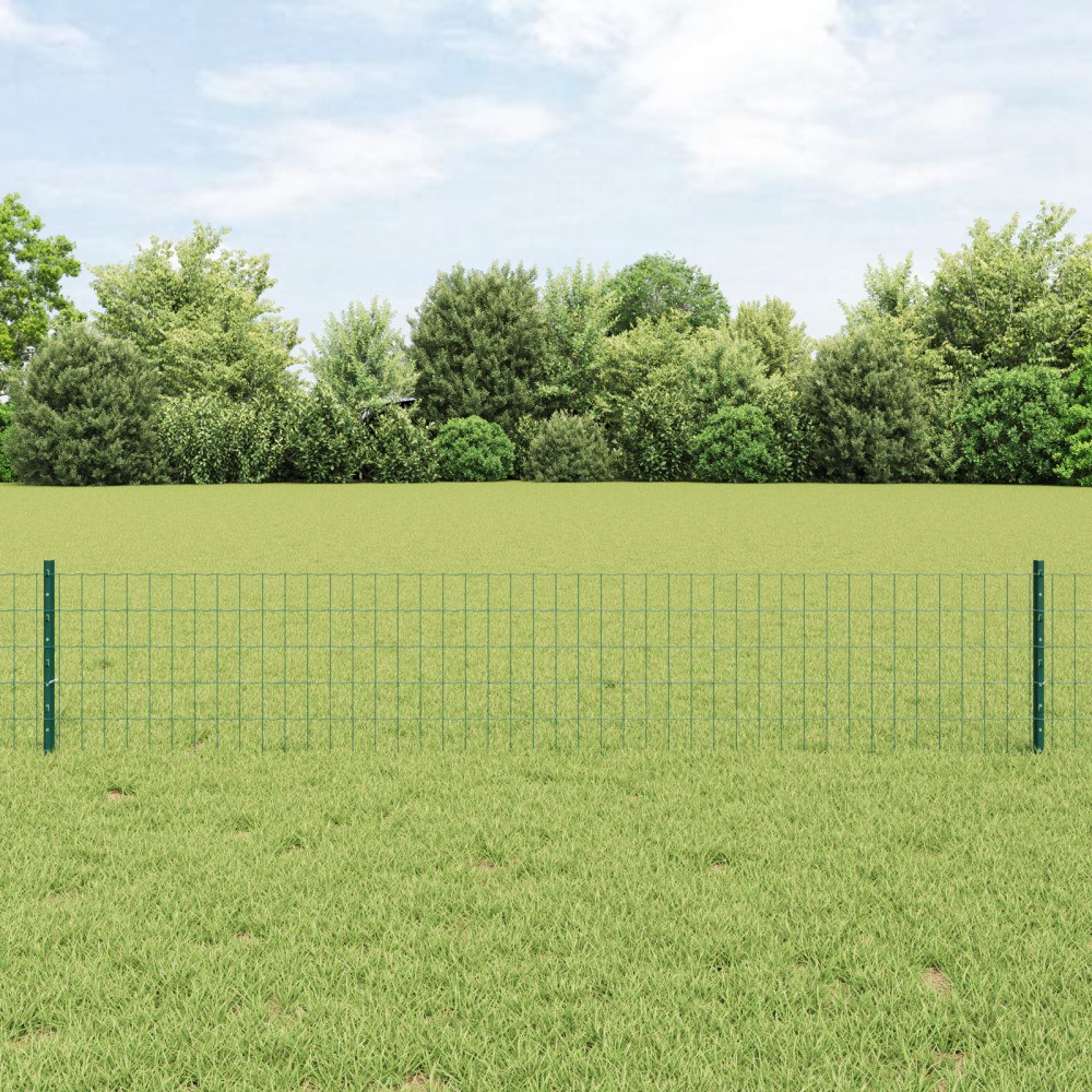 vidaXL Eurostaket med 22 U-poster Grön 0,4x50 m Stål
