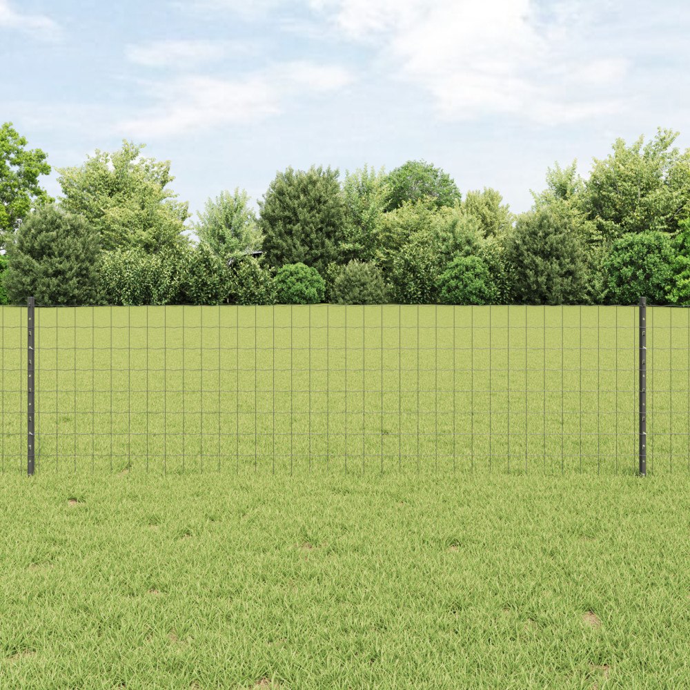 vidaXL Euro Stängsel med 11 U-poster Grå 0,6x25 m Stål