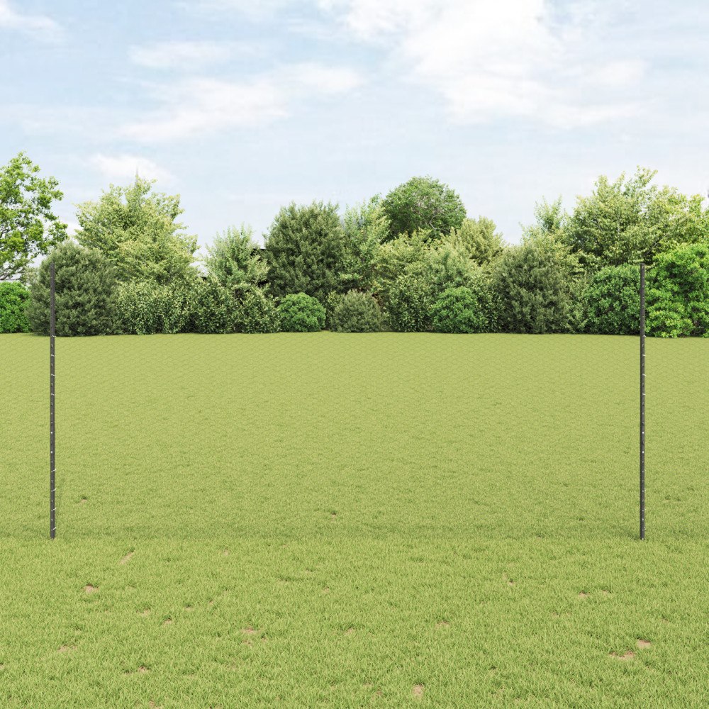 vidaXL Staketstolpar 10 st U-Kanal Grå 140 cm Stål, vidaXL Hexagonstaket Grå 1,4x10 m Stål