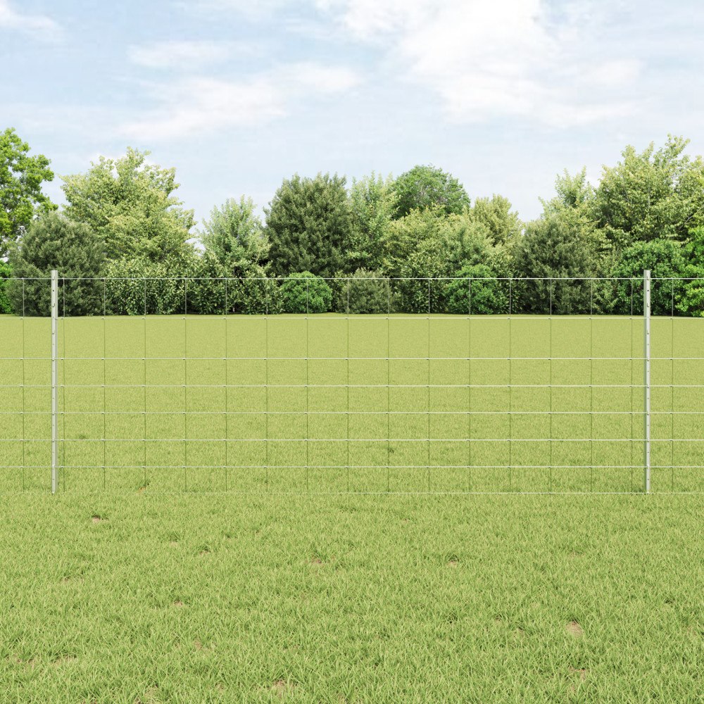 vidaXL Stängselstolpar 11 st U-kanal 80 cm Galvaniserat Stål, vidaXL Fältstängsel 0.8x25 m Galvaniserat Stål