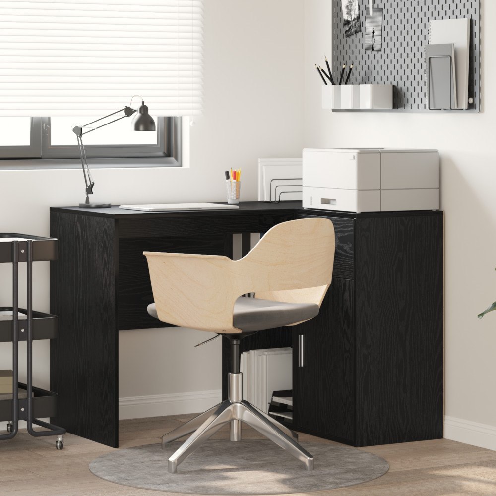 vidaXL Hörnskrivbord Svart Ek 102x88x75 cm Konstruerat Trä
