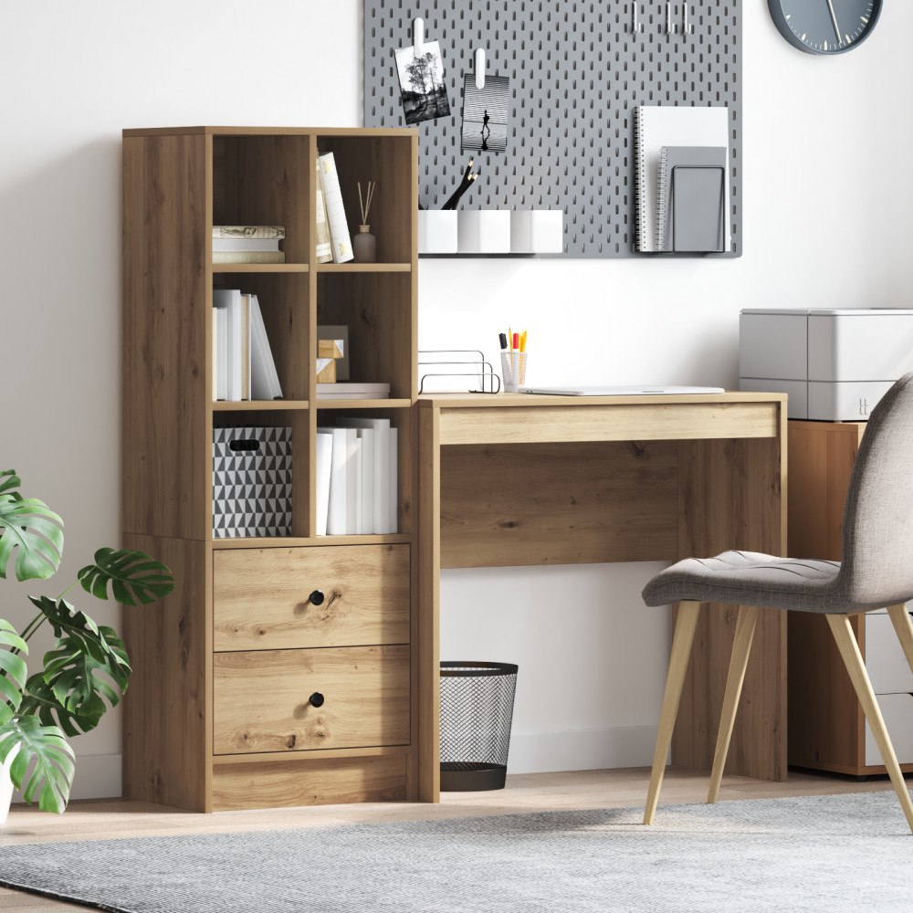 vidaXL skrivbord med förvaring Artisan ek konstruerat trä
