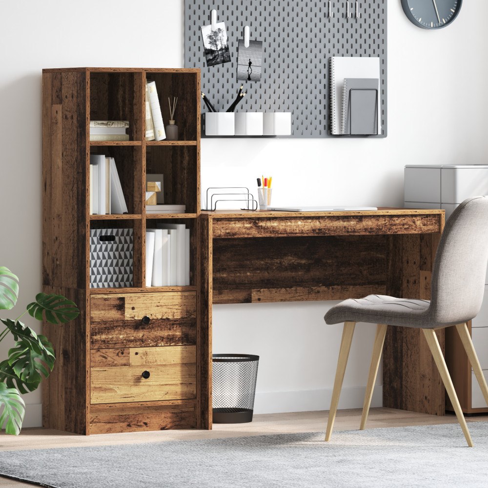 vidaXL Skrivbord med förvaring Gamla trädet MDF