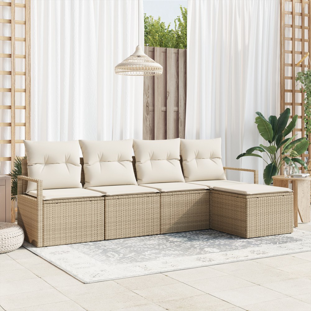 vidaXL Trädgårdsoffset 5 pcs Beige Poly rattan