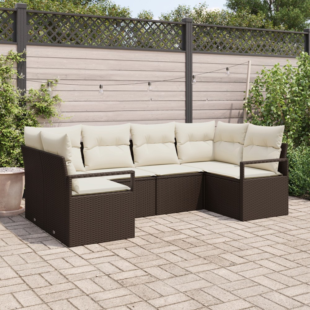 vidaXL Trädgårdsoffset 6 pcs Brun Poly rattan
