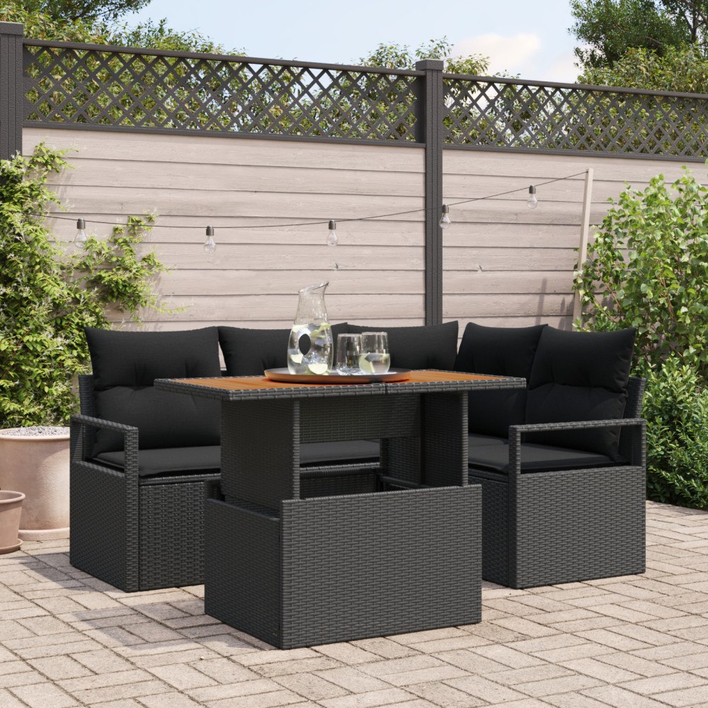 vidaXL Trädgårdsmöbelset 5 pcs Svart och Brunt 100 x 55 x 73 cm