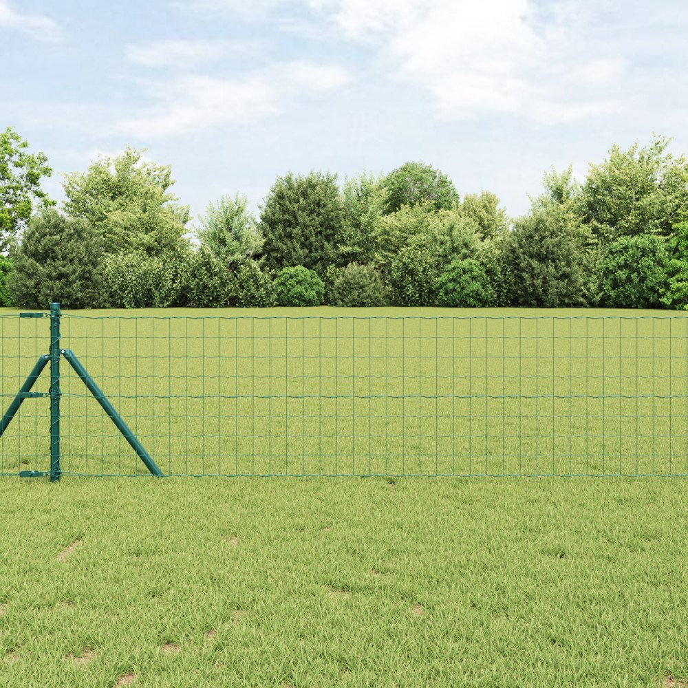 vidaXL Euro Fence med 13 stolpar 0.6x50 m galvaniserat stål grön