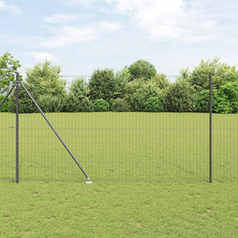vidaXL Euro stängsel med 7 spikposter 1.6x10 m galvaniserat stål grått