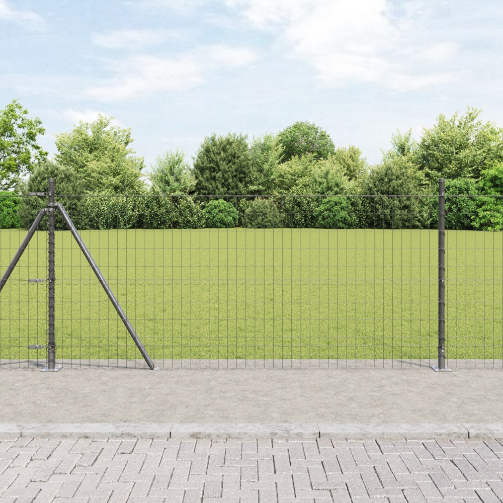 vidaXL Euro Stängsel med 13 Flangade Stolpar 1x25 m Galvaniserat Stål