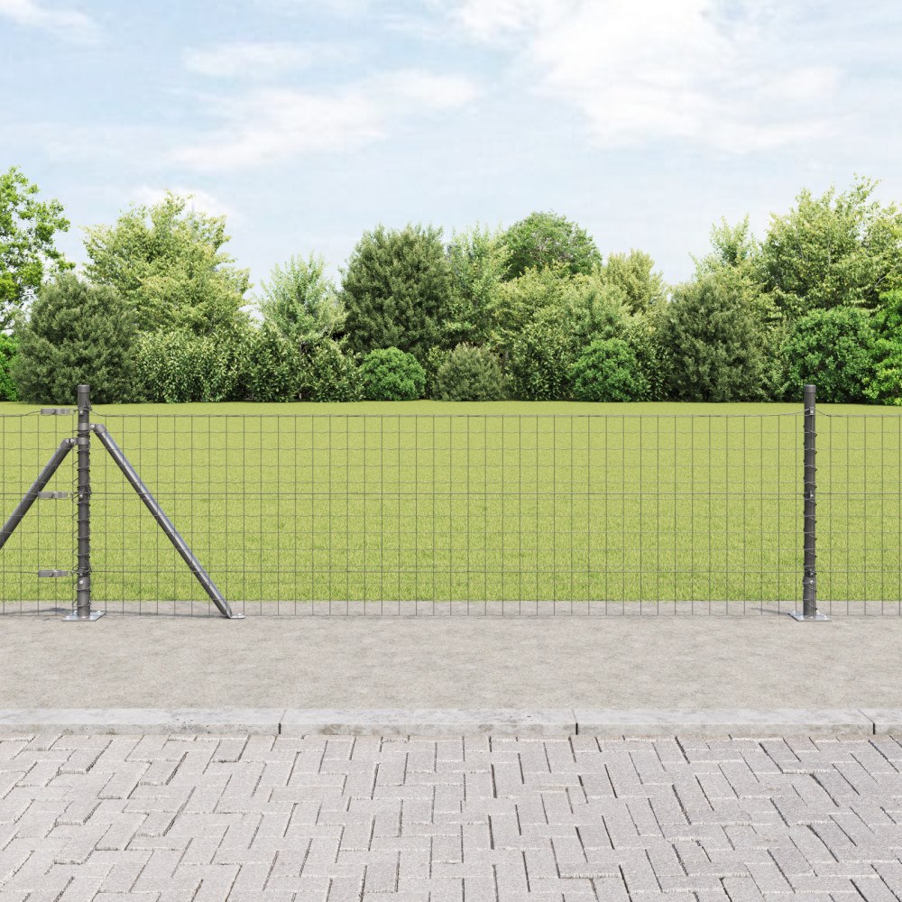 vidaXL Euro Stängsel med 13 Flanged Posts 0.6x50 m Galvaniserat Stål