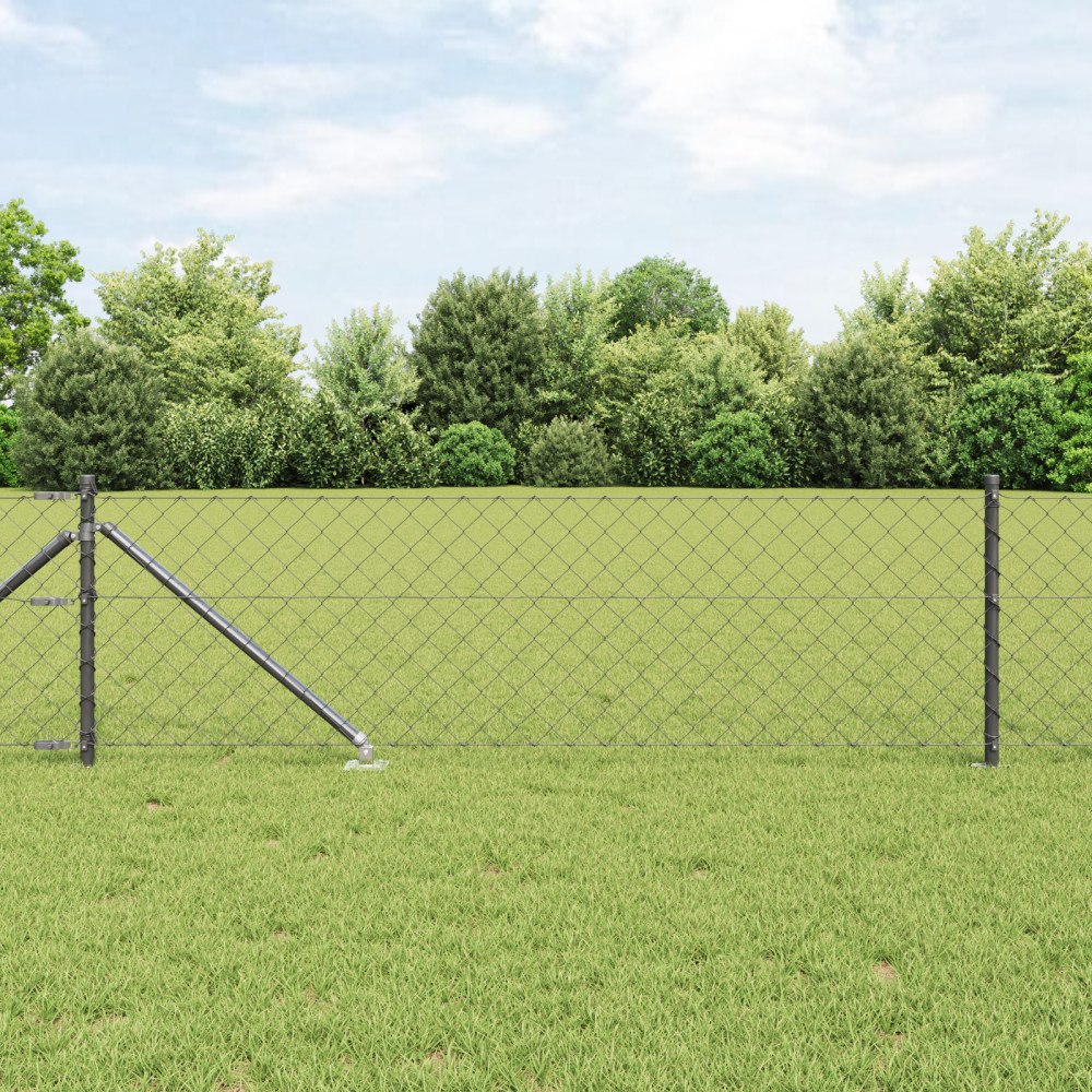 vidaXL Kedjestängsel med 13 spikposter 0.4x25 m galvaniserat stål