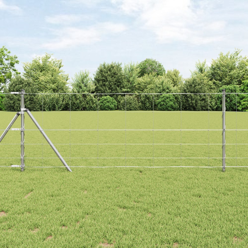 vidaXL Fältstängsel 0.8x25 m Galvaniserat Stål, vidaXL Stängselspik 13 st Ø32 mm 120 cm Galvaniserat Stål