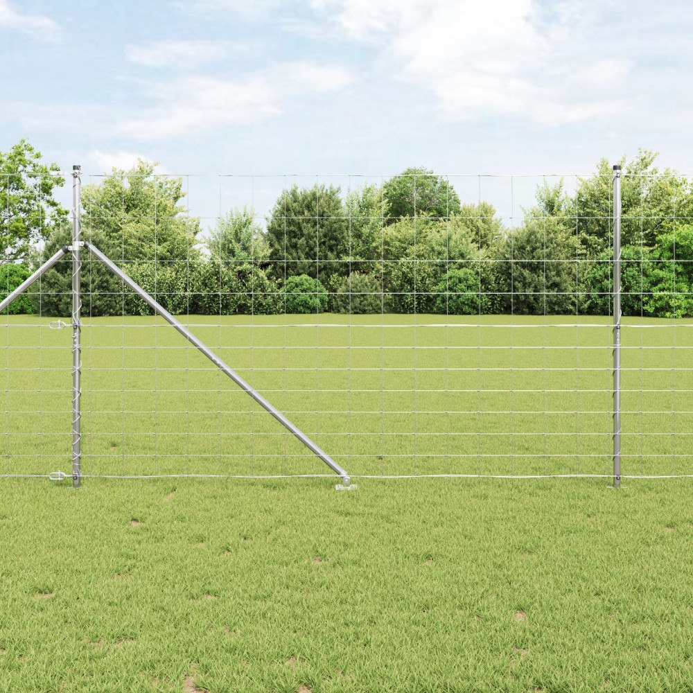 vidaXL Fältstängsel 1,4x50 m Galvaniserat Stål, vidaXL Stängselstolpar med Spik 13 st Ø32 mm 160 cm Galvaniserat Stål