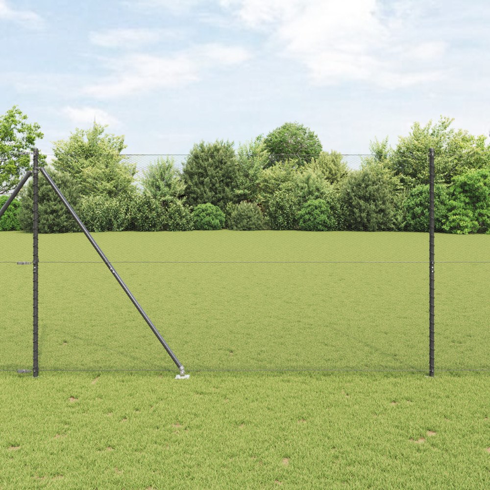 vidaXL Hexagon Stängsel Grå 1,5x50 m Stål, vidaXL Stängselstolpar med Spik 13 st Ø32 mm 170 cm Galvaniserat Stål