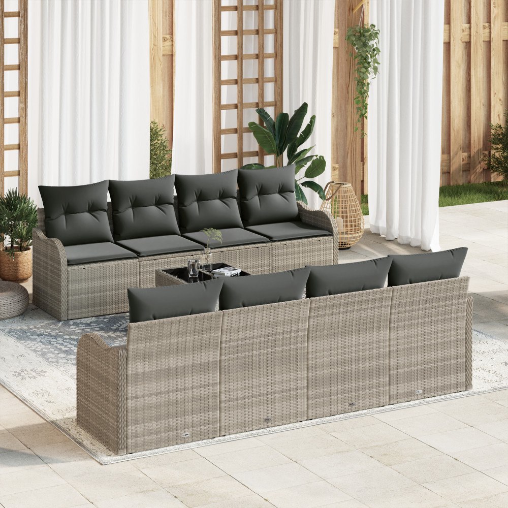 vidaXL Trädgårdsoffset 9 pcs Ljusgrå och mörkgrå 55 x 55 x 37 cm