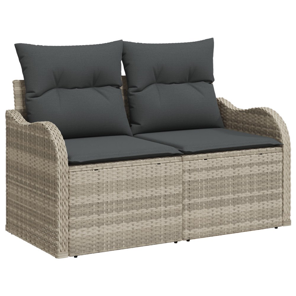 vidaXL Trädgårdsoffset med kudde 11 pcs Ljusgrå Poly rattan