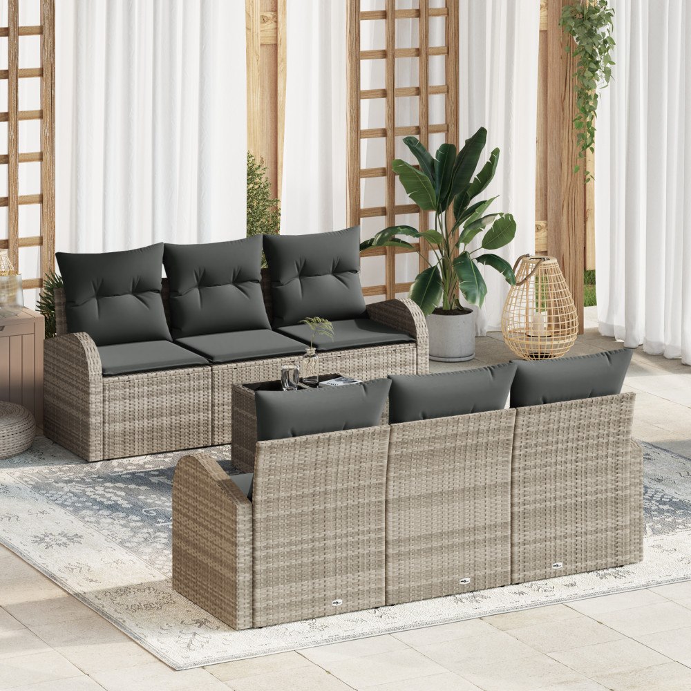 vidaXL Trädgårdsoffset 7 pcs Ljusgrå och mörkgrå 55 x 55 x 37 cm
