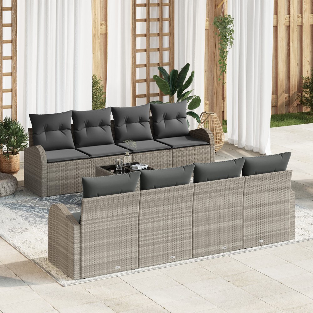 vidaXL Trädgårdsoffset 9 pcs Ljusgrå och mörkgrå 55 x 55 x 37 cm