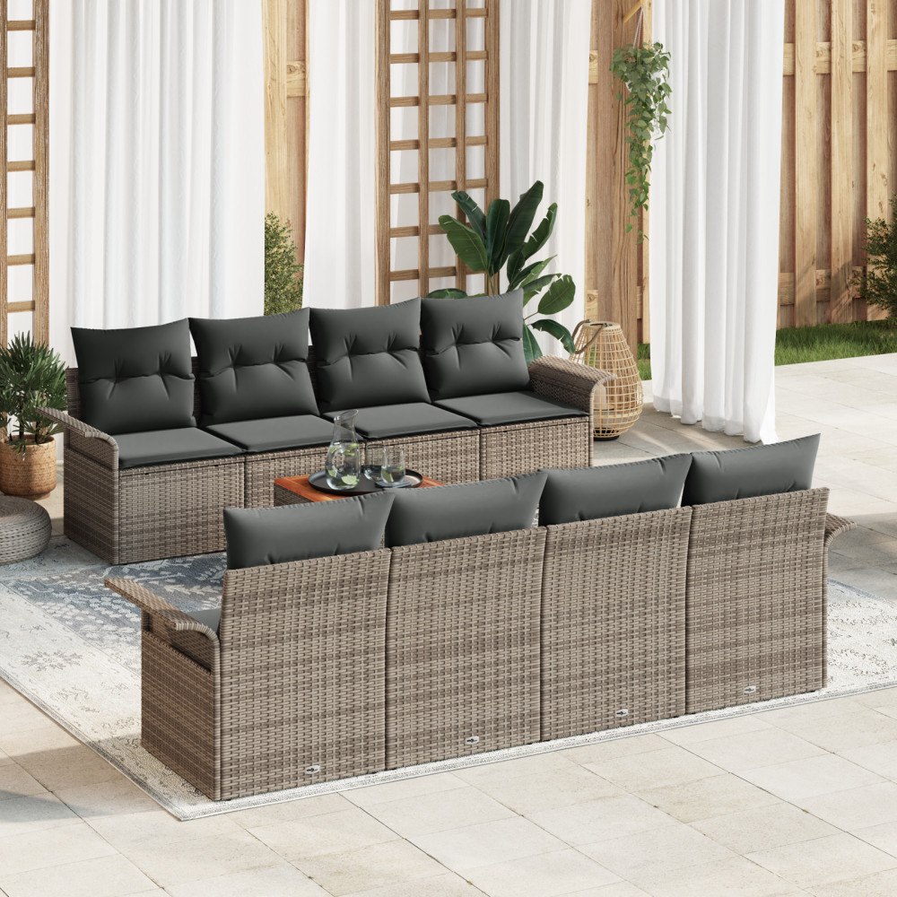 vidaXL Trädgårdsoffset med kudde med lagring 7 pcs Grå 55 x 55 x 37 cm