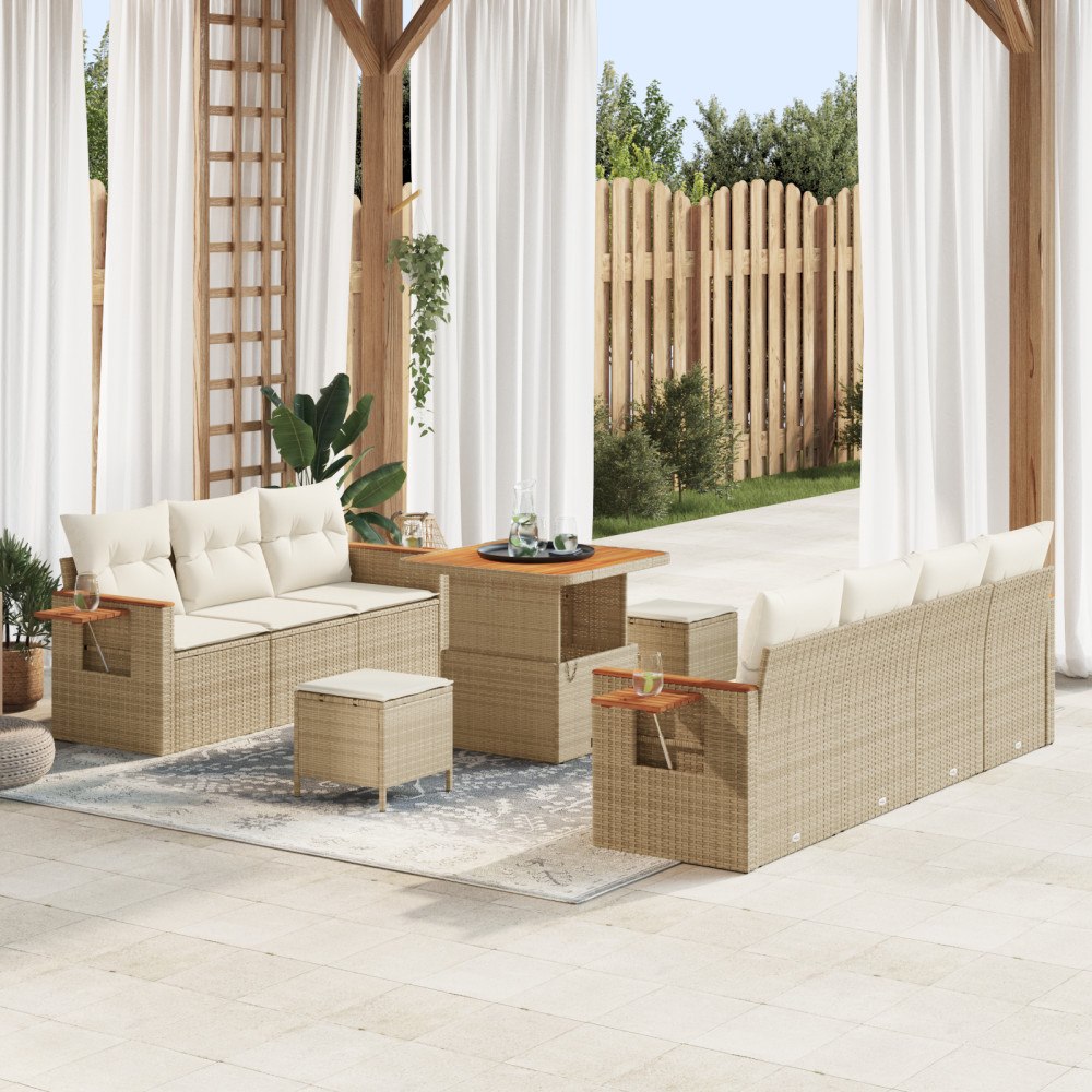 vidaXL Trädgårdsoffset 10 pcs beige och gräddvit 80 x 80 x 71 cm