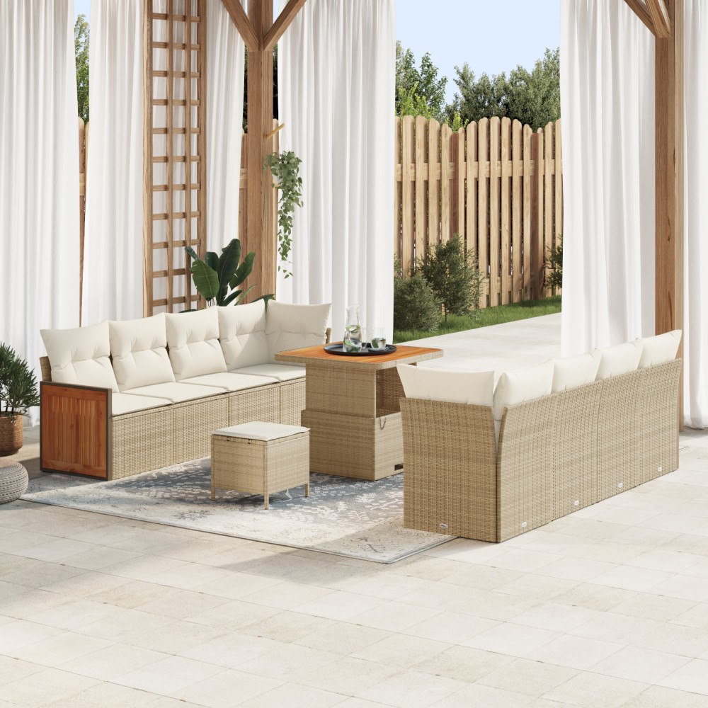 vidaXL Trädgårdsoffset 11 pcs beige och gräddvit 80 x 80 x 71 cm