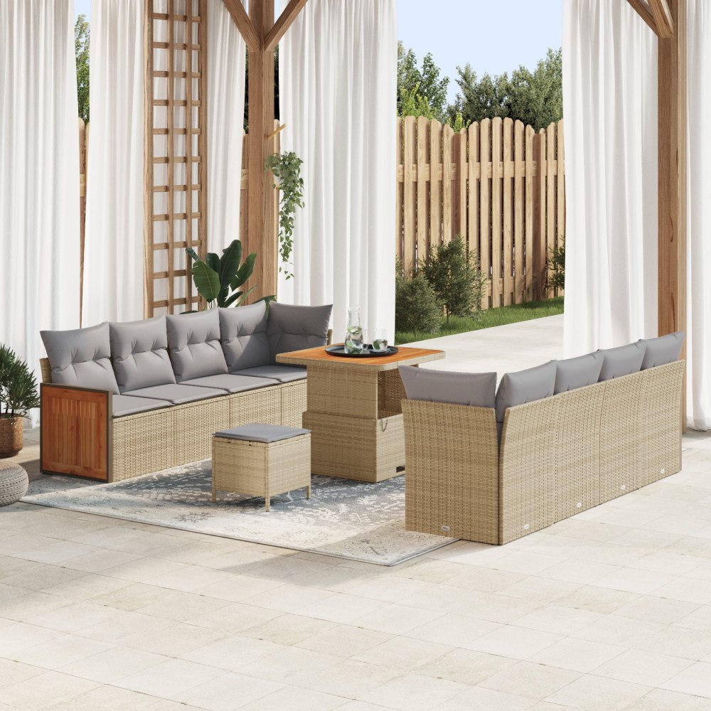vidaXL Trädgårdsoffset 11 pcs beige och ljusgrå 80 x 80 x 71 cm