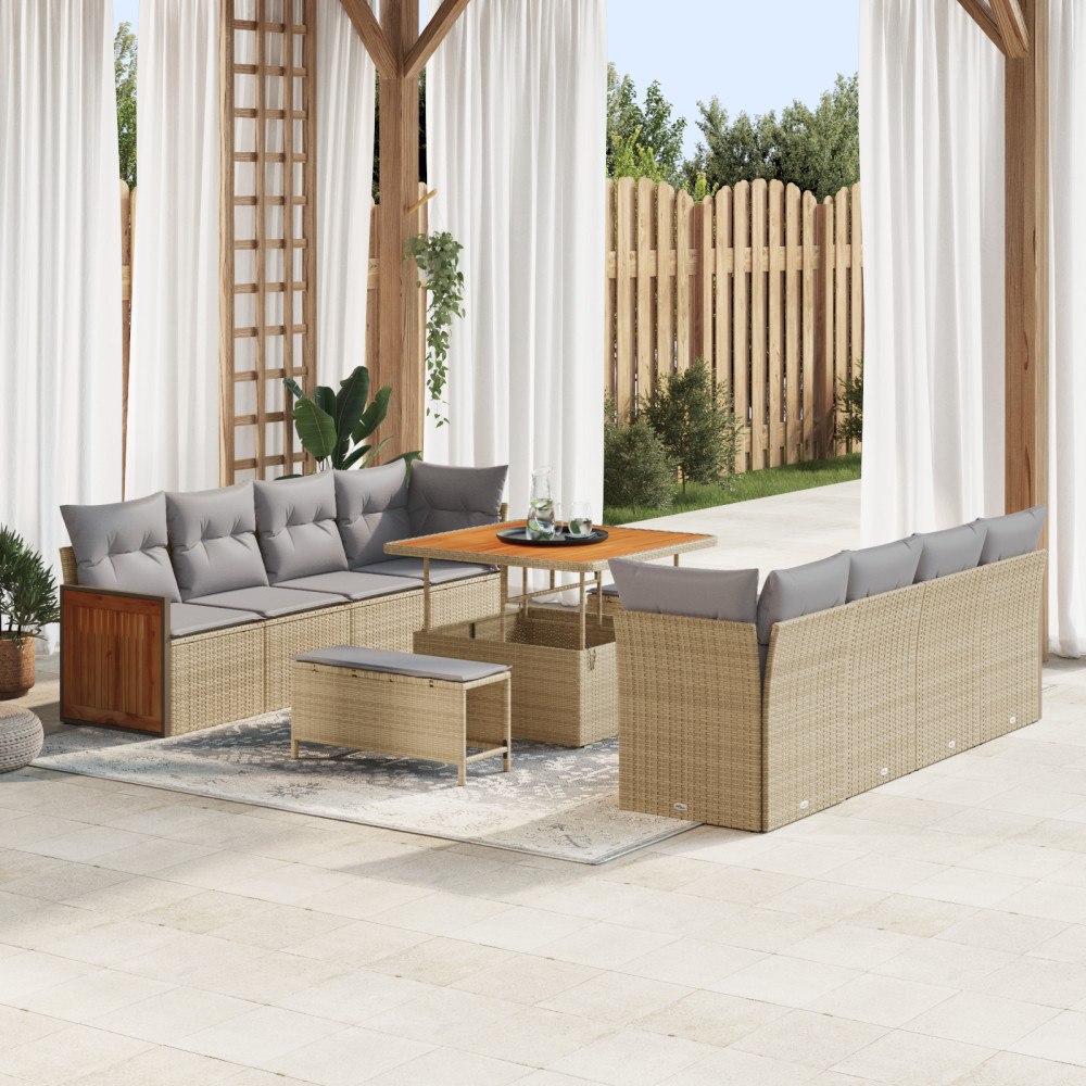 vidaXL Trädgårdsoffset 11 pcs beige och ljusgrå 100 x 100 x 71 cm
