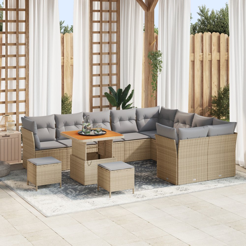 vidaXL Trädgårdsoffset 12 pcs beige och ljusgrå 80 x 80 x 71 cm