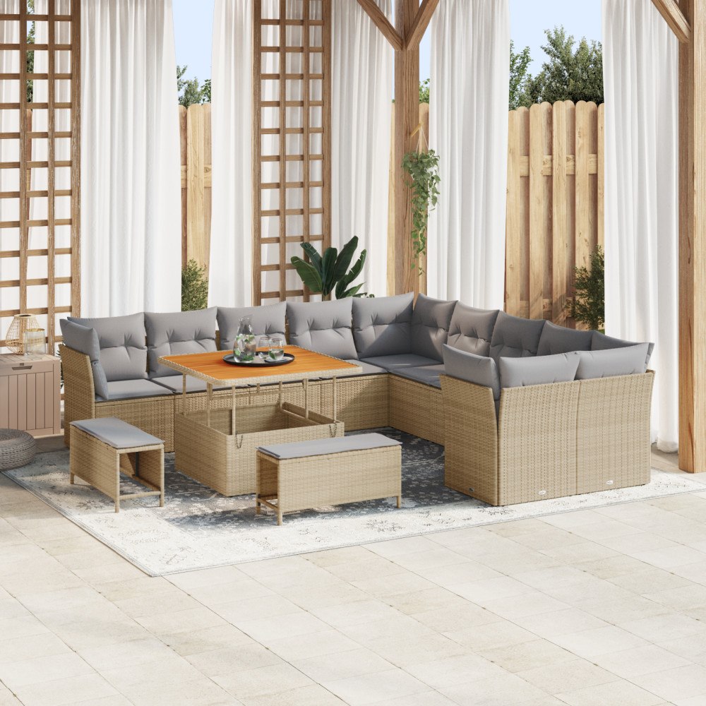 vidaXL Trädgårdsoffset 13 pcs beige och ljusgrå 100 x 100 x 71 cm