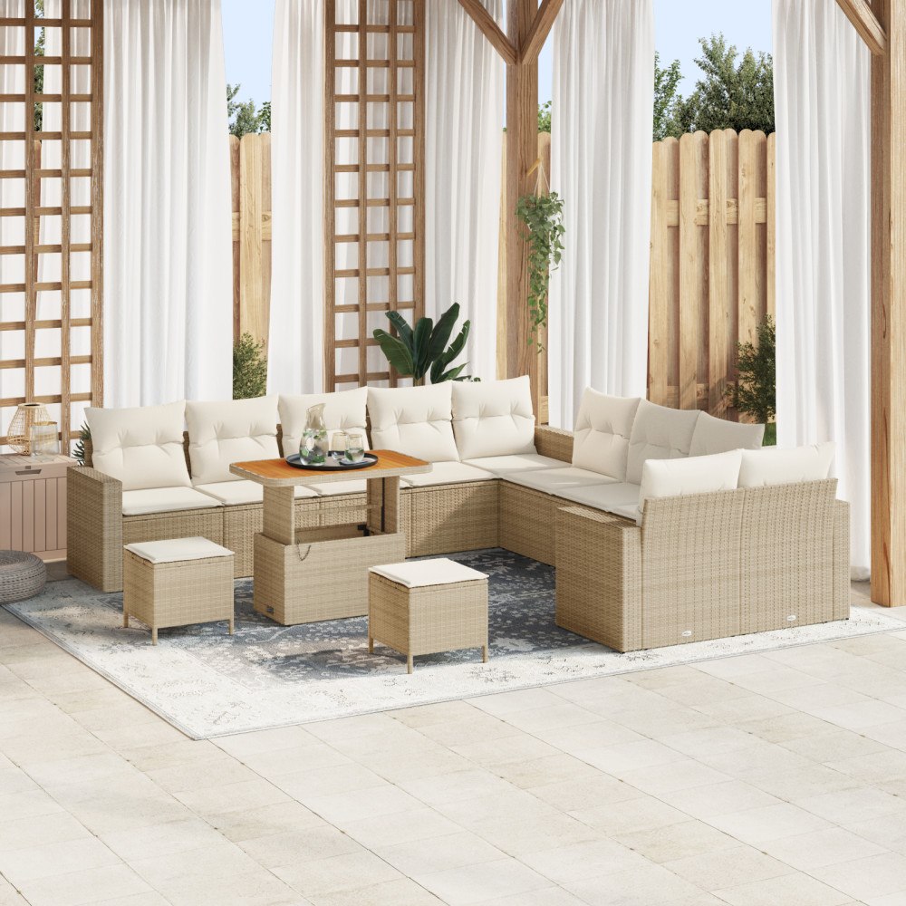 vidaXL Trädgårdsoffset 13 pcs beige och gräddvit 90 x 55 x 71 cm