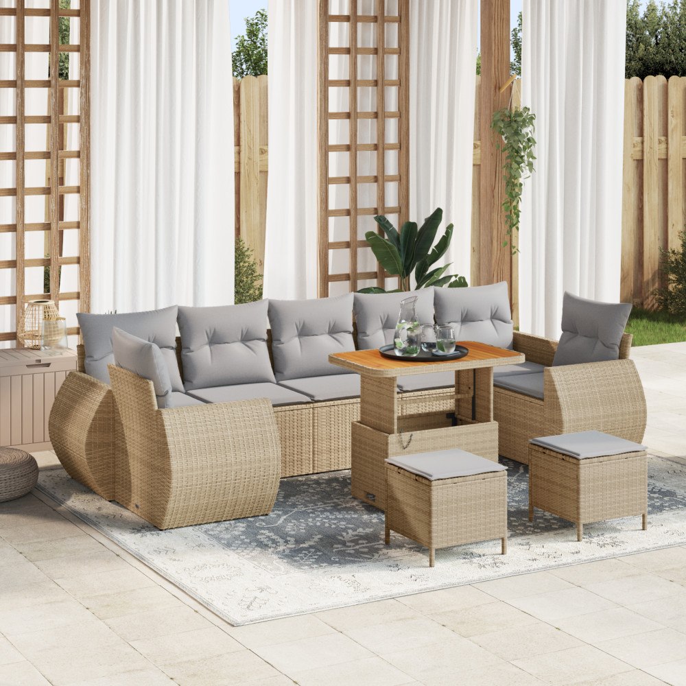 vidaXL Trädgårdsoffset 10 pcs beige och ljusgrå 90 x 55 x 71 cm