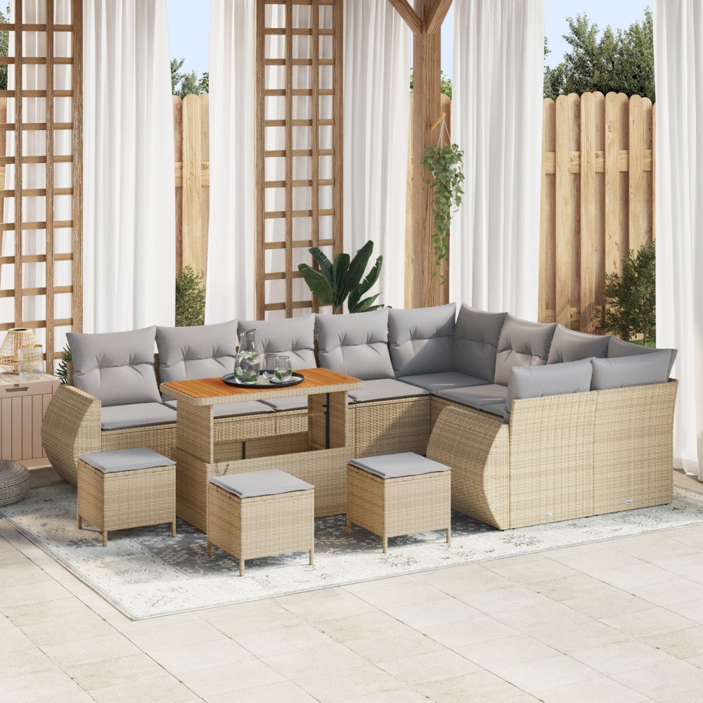 vidaXL Trädgårdsoffset 13 pcs beige och ljusgrå 110 x 55 x 71 cm