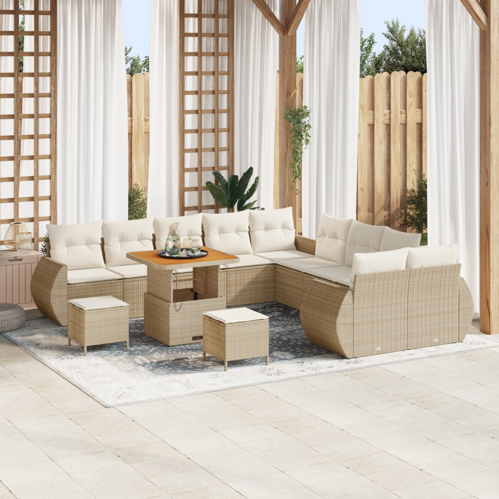 vidaXL Trädgårdsoffset 13 pcs beige och gräddvit 80 x 80 x 71 cm