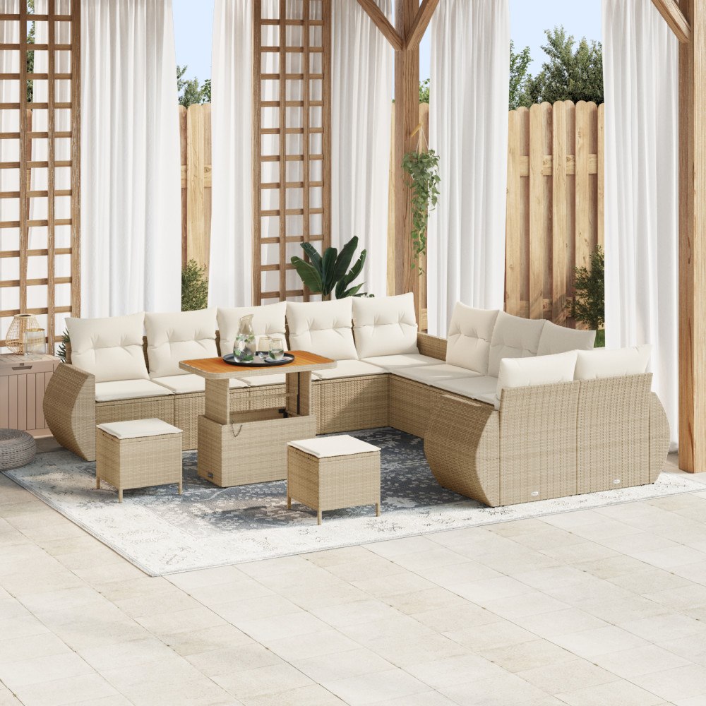 vidaXL Trädgårdsoffset 13 pcs beige och gräddvit 90 x 55 x 71 cm