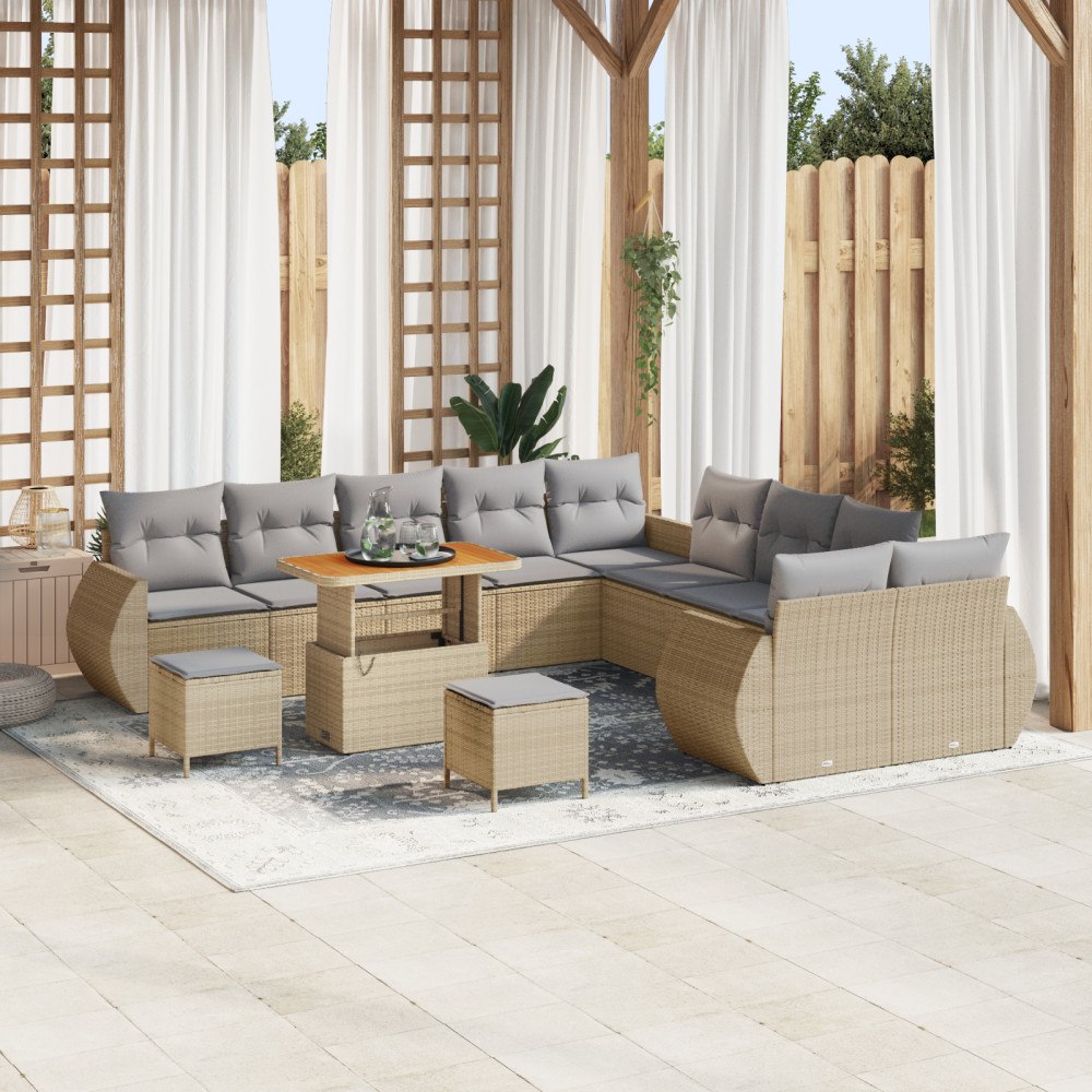 vidaXL Trädgårdsoffset 13 pcs beige och ljusgrå 90 x 55 x 71 cm